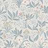 Skandináv design tapéta kékes mezei virágos mintákkal, Huset i solen folklore blue