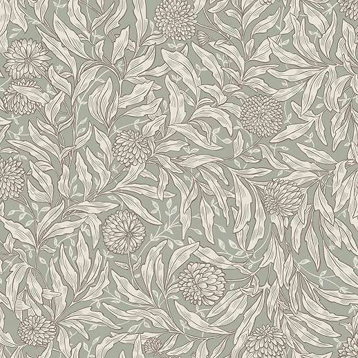 Skandináv stílusú design tapéta olivazöld romantikus virágos mintával