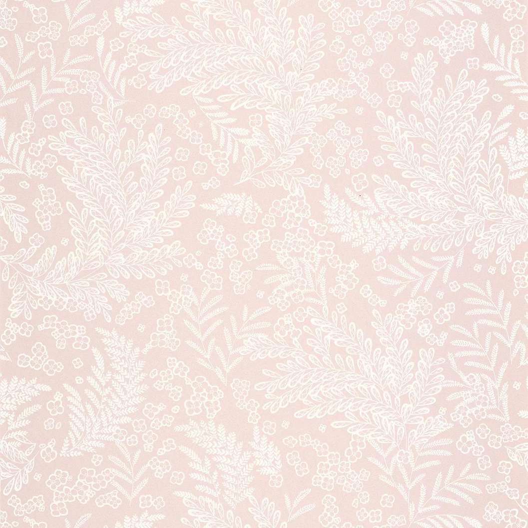 Skandináv stílusú design tapéta virágmintával pasztell rózsaszín színben