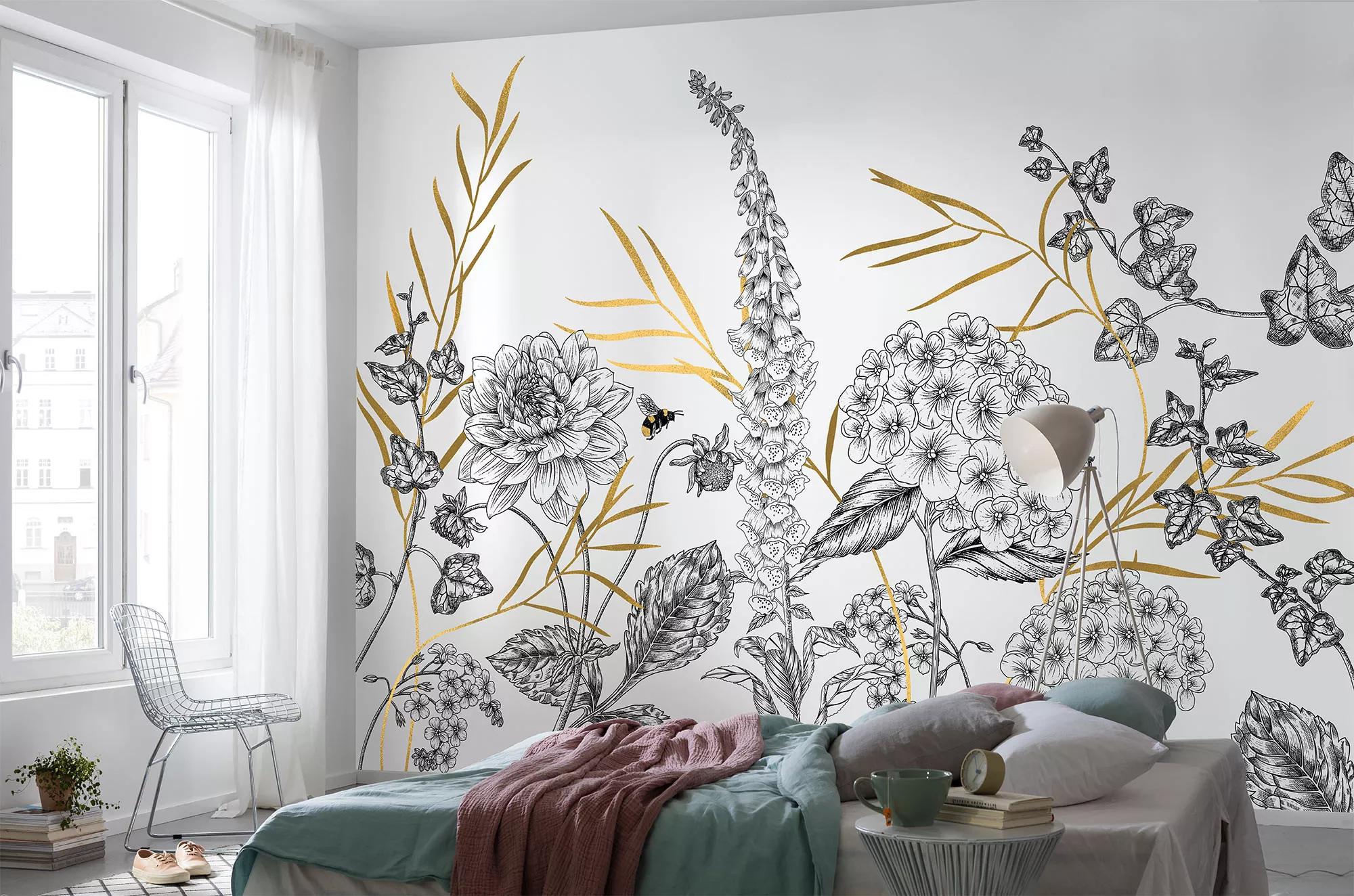 Skandináv stílusú virágmintás minimalista vlies fali poszter