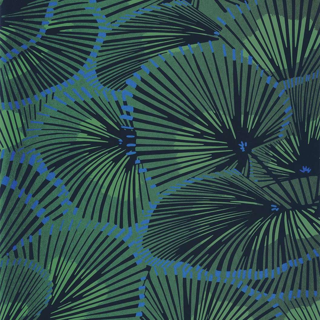 Smaragdzöld leveles mintás vlies francia design tapéta