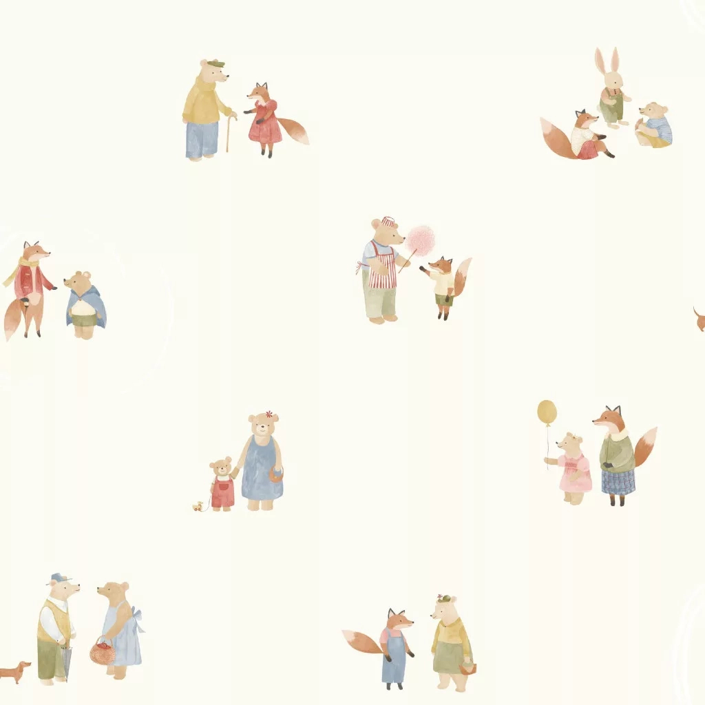 Sokszínű állat mintás vintage gyerek dekor tapéta