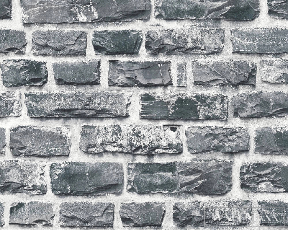 Sötét szürke téglamintás design tapéta mosható felületel