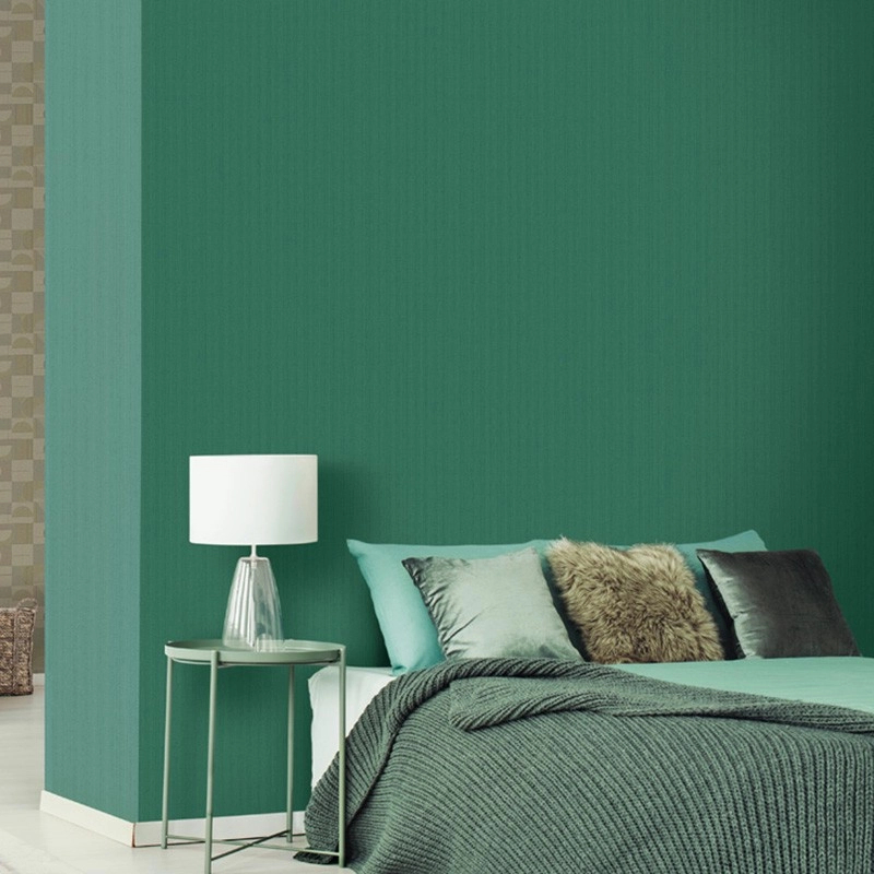 Sötét zöld textil hatású vlies olsz design tapéta mosható