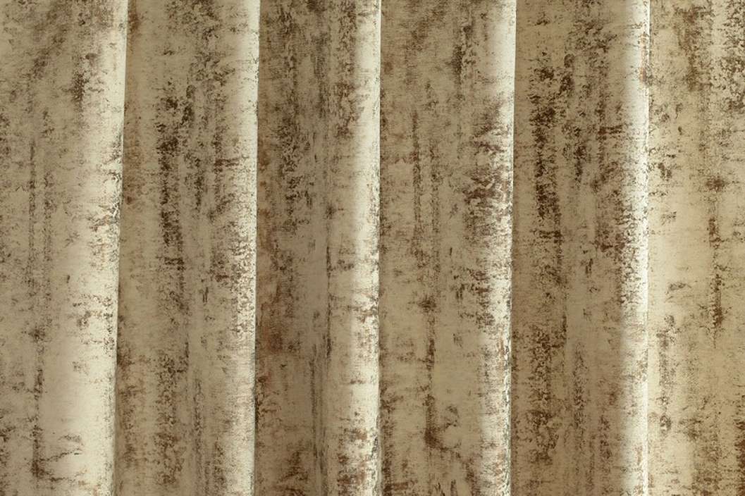 Sötétítő függöny textil anyag bézs arany metálos koptatott hatással