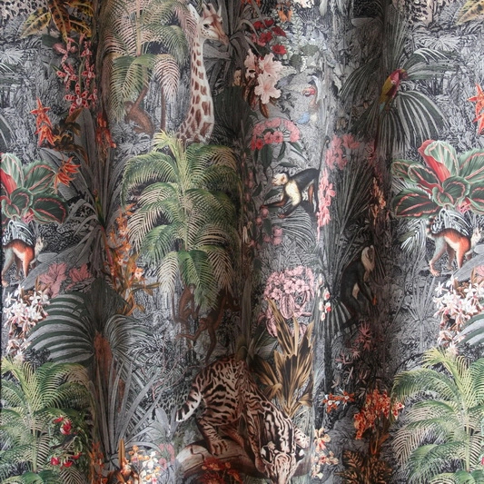 Sötétítő függöny textil többszínű trópusi mintával