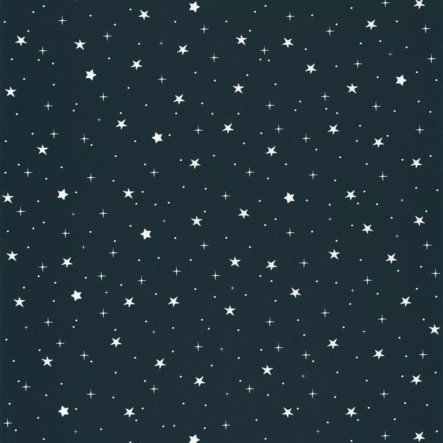 Sötétkék apró sötétben foszforeszkáló csillag mintás gyerek tapéta
