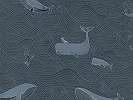 Sötétkék bálna mintás vlies gyerekszobai tapéta