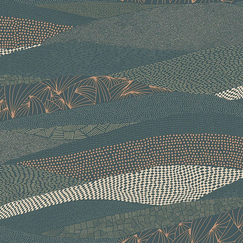 Sötétkék dekor tapéta hullám mintával vinyl mosható