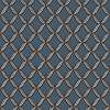 Sötétkék hímzett hatású dekor tapéta geometrikus mintával