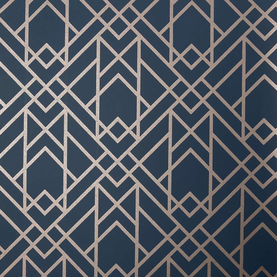 Sötétkék rosegold geometrikus design tapéta