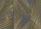 Sötétszürke-arany prémium olasz szövethatású pálmalevél mintás desig tapéta 