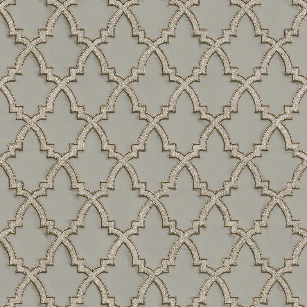Sötétszürke és ezüst színű premium design tapéta hímzett hatású geometriai mintával