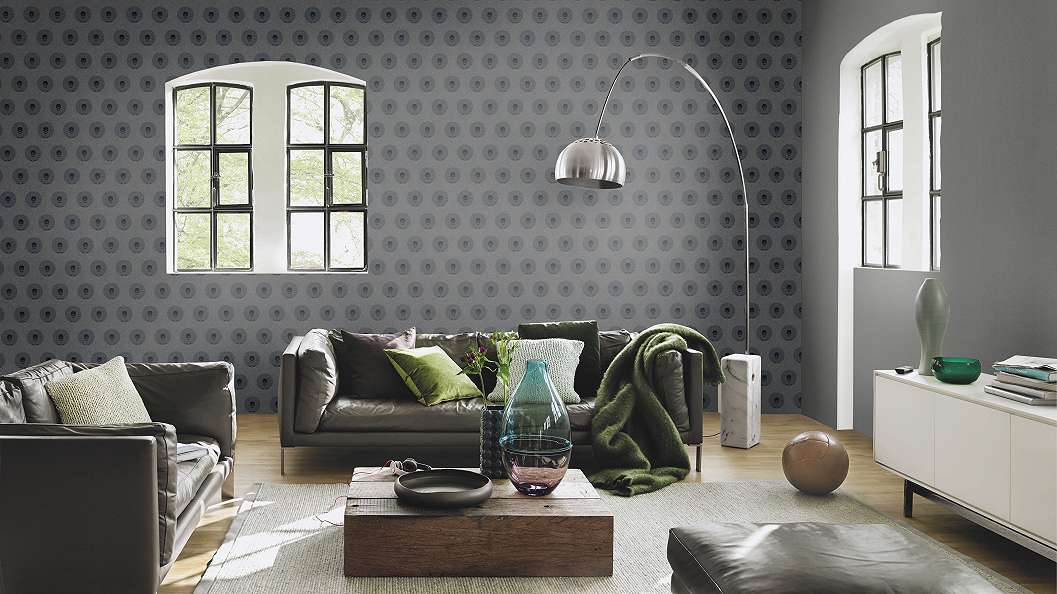 Sötétszürke halálfej mintás tapéta