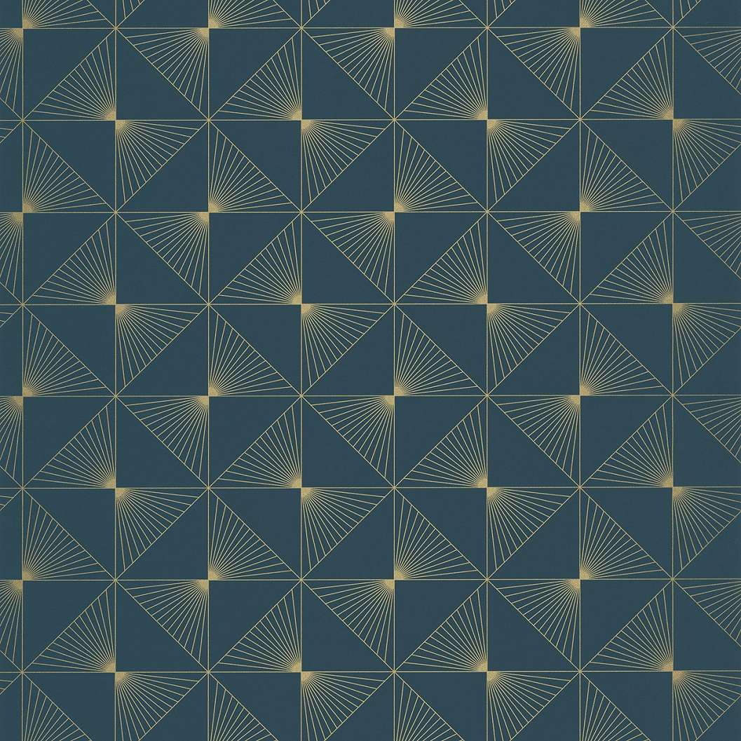 Sötétzöld geometriai mintás tapéta