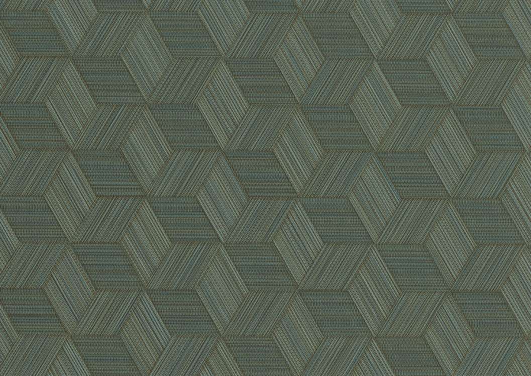 Sötétzöld geometrikus mintás olasz vinyl tapéta