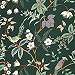 Sötétzöld madár és mezei virágos mintás francia design tapéta