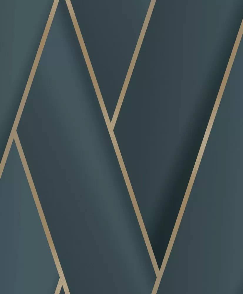 Sötétzöld modern geometrikus mintás design tapéta
