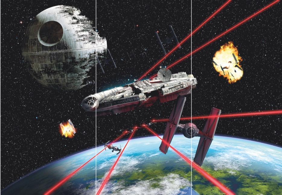 Star Wars Millenium Falcon és Death Star egyedi poszter