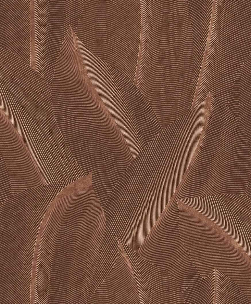 Struktúrált elegáns bronz barna levél mintás design tapéta