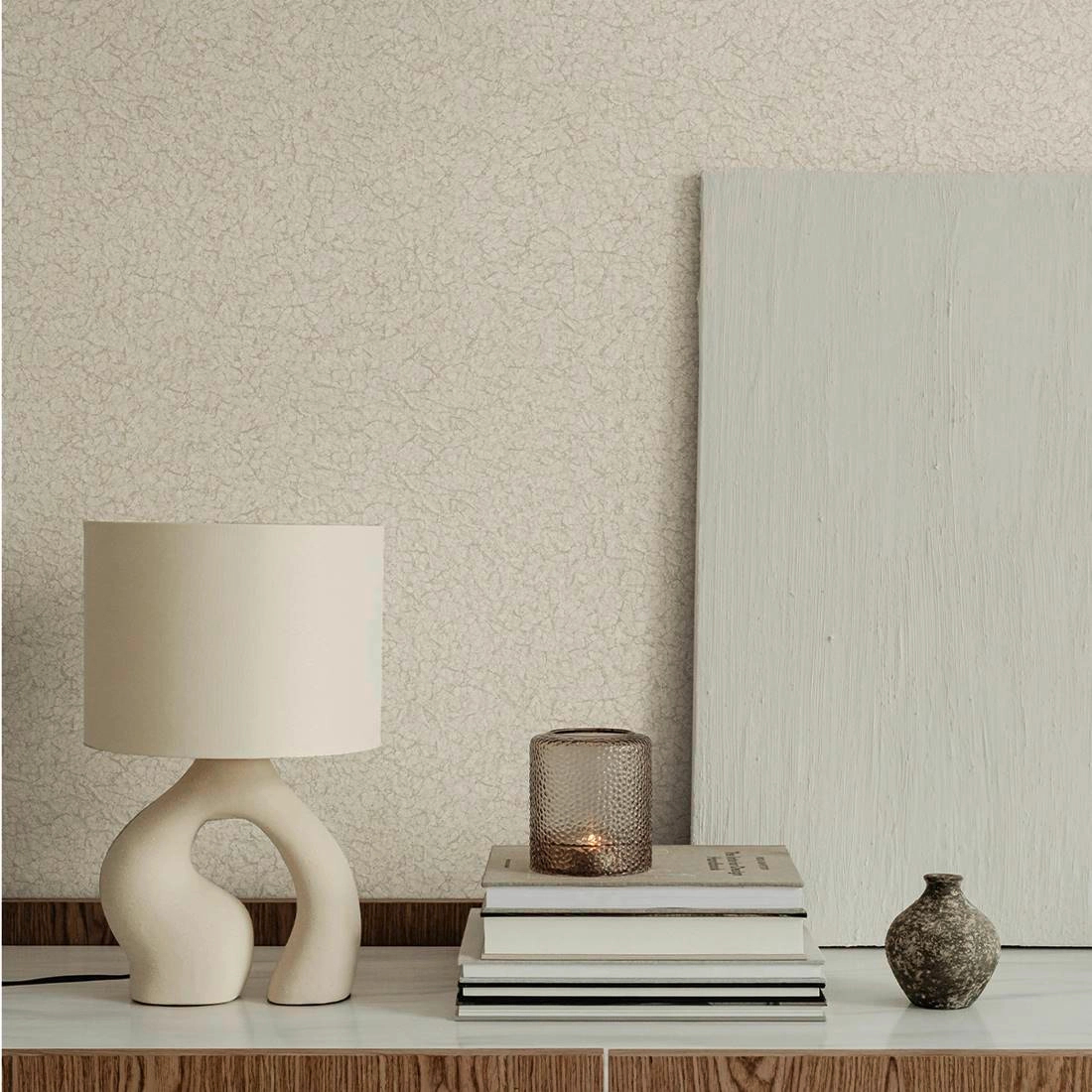 Struktúrált kő mintás metálfényes szürke és beige színű dekor tapéta