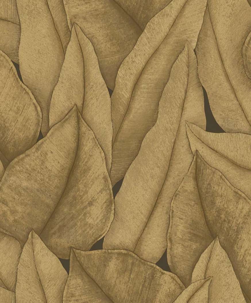 Struktúrált levél mintás beige színű francia design tapéta
