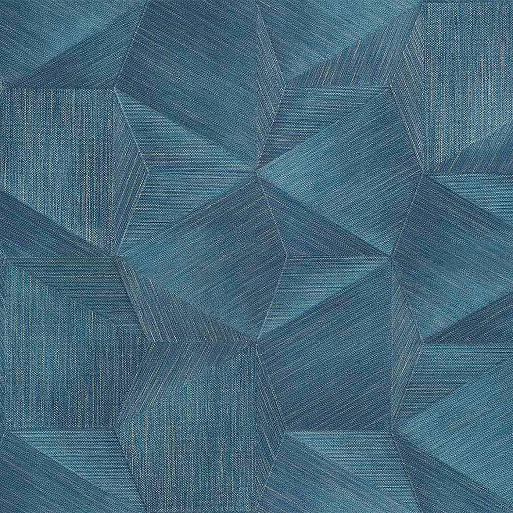 Stukrtúrált kék geometria mintás olasz vinyl design tapéta 70cm széles