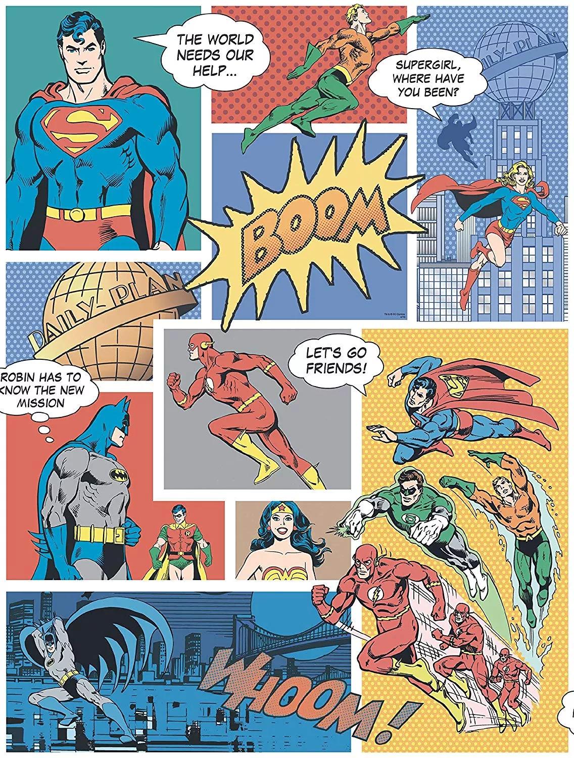 Superman, Batman képregény mintás gyerektapéta