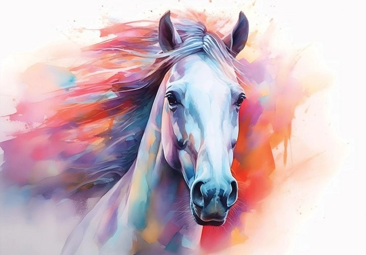 Színes akvarell ló mintás vlies fali poszter tapéta 368x254 vlies