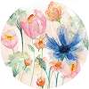 Színes akvarell virágmintás öntapadós kör alakú fali poszter