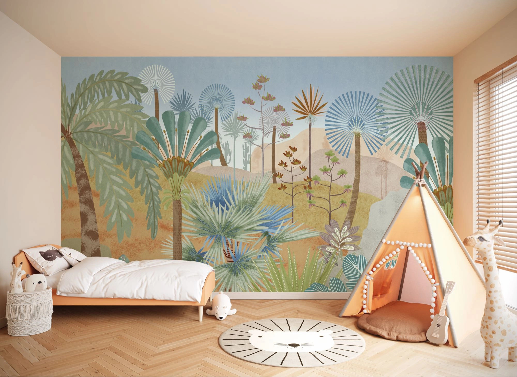 Színes bohém botanikus mintás vlies fotótapéta