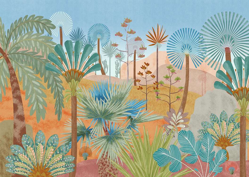 Színes bohém botanikus mintás vlies fotótapéta