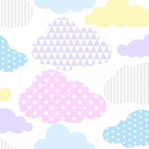 Színes felhő mintás tapéta gyerekszobába
