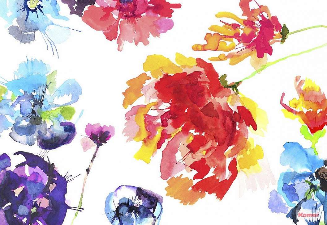 Színes festett hatású virág mintás fali poszter
