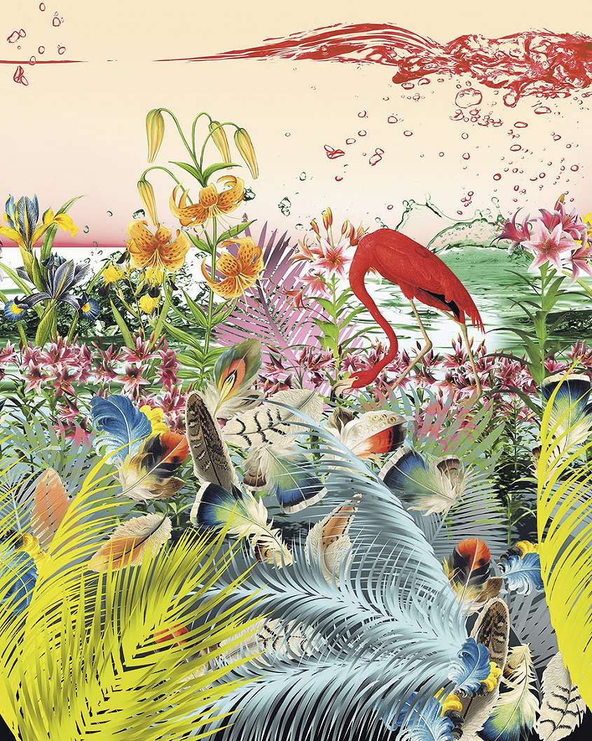 Színes flamingós fali poszter