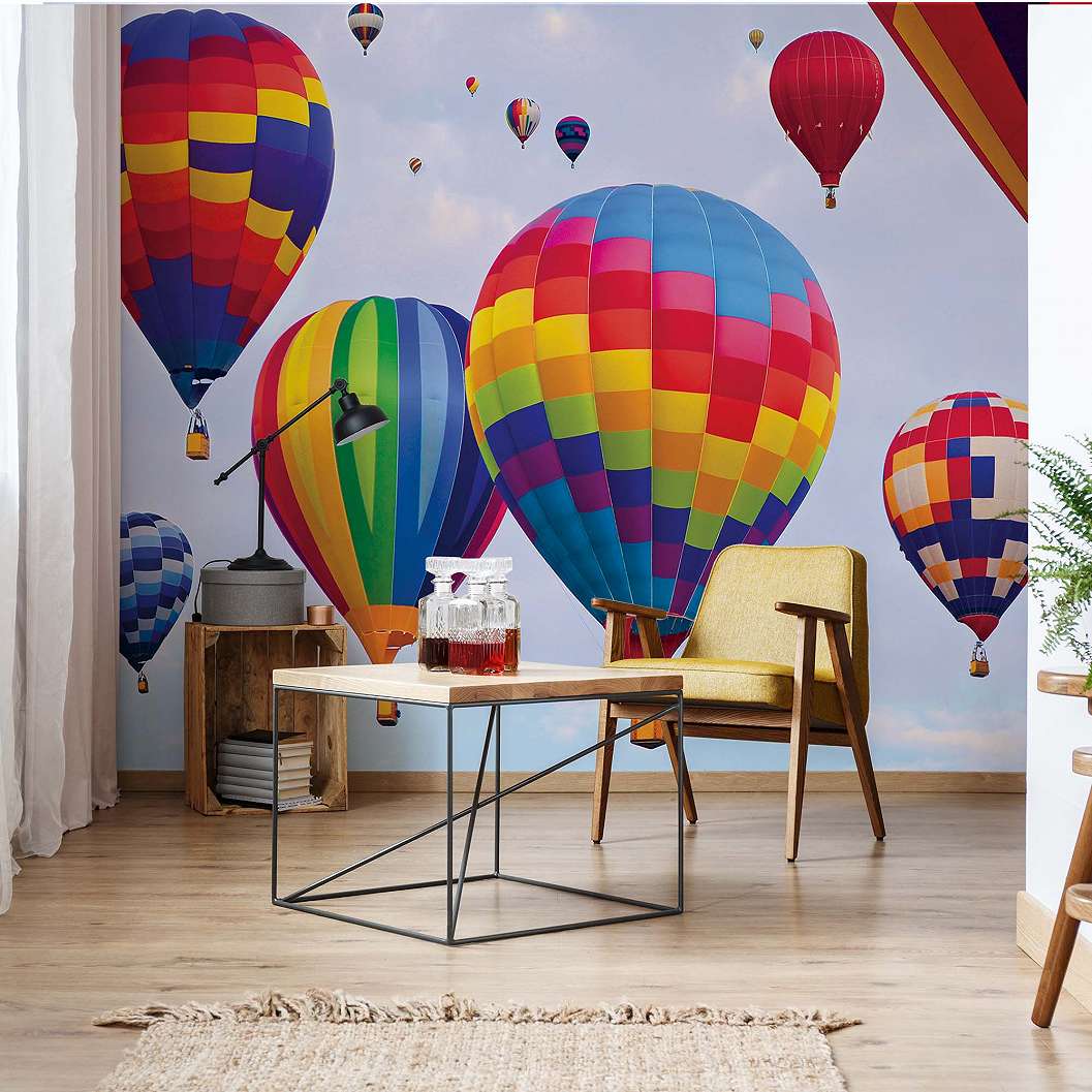 Színes hőlégballonok fali poszter 368x254 vlies