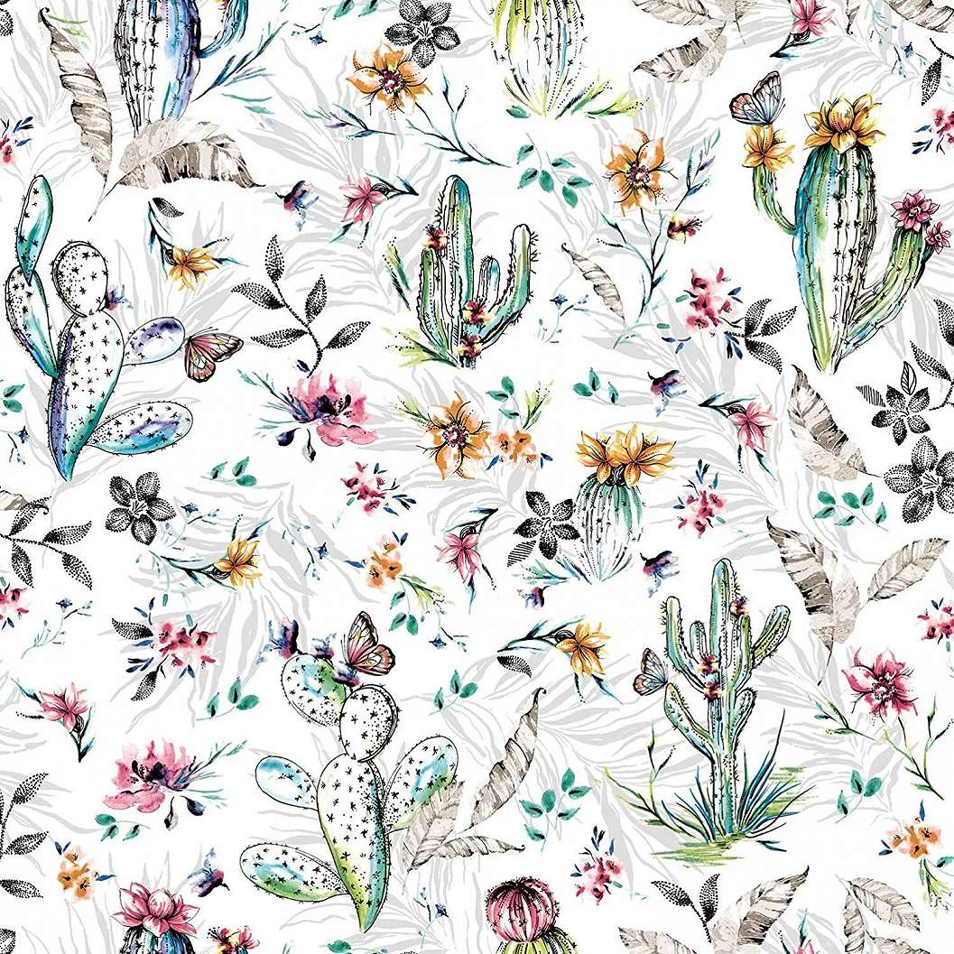 Színes kaktusz mintás modern tapéta
