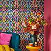 Színes marokkói hangulatú design tapéta népies mintával