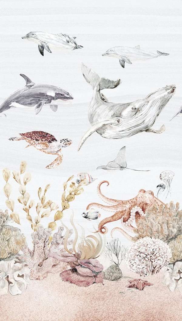 Színes óceáni élővilág mintás gyerek design fotótapéta