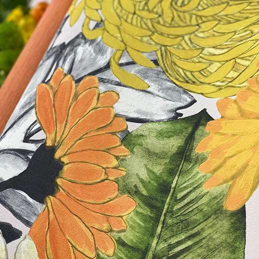 Színes óriás virágmintás vlies design tapéta festett hatással