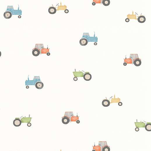 Színes traktorok mintás vlies gyerek tapéta