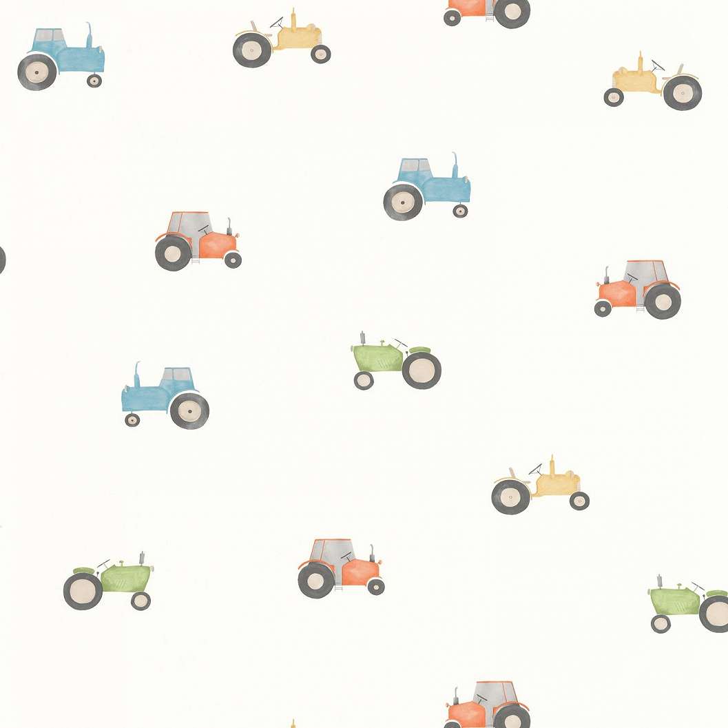 Színes traktorok mintás vlies gyerek tapéta
