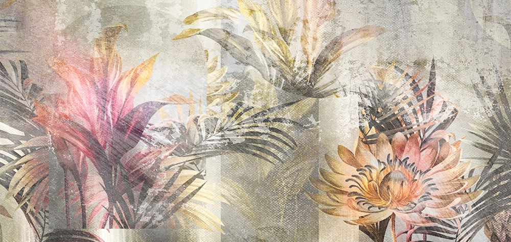 Színes vidám virágos mintás poszter tapéta egyedi 570x270cm méretben