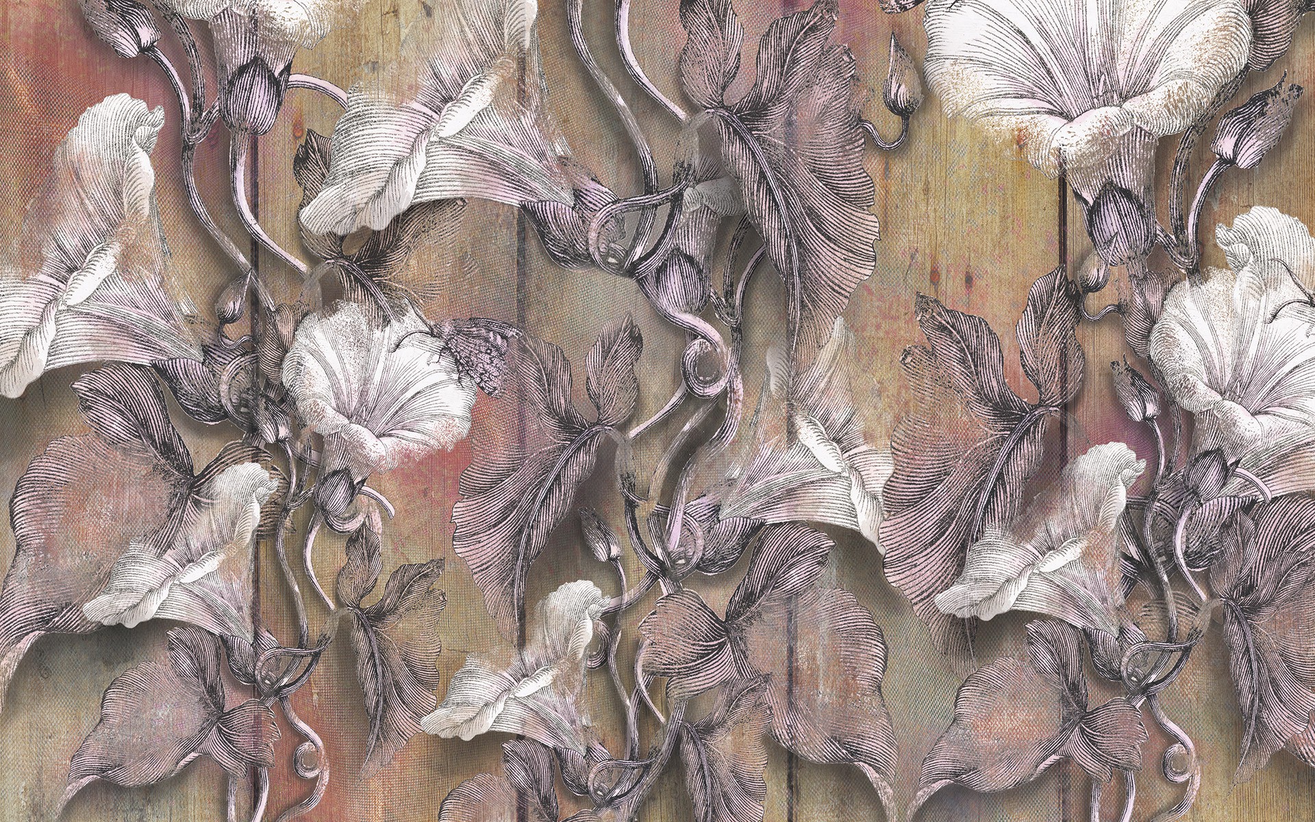 Szövet hatású virágmintás fali poszter