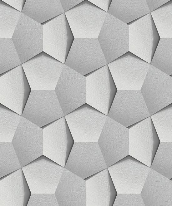 Szürke 3D hatású design tapéta geometriai mintával