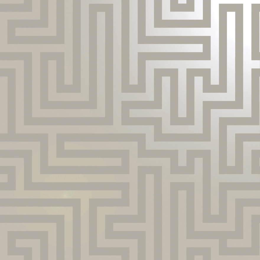 Szürke alapon metál fényű labirintus mintás dekor tapéta