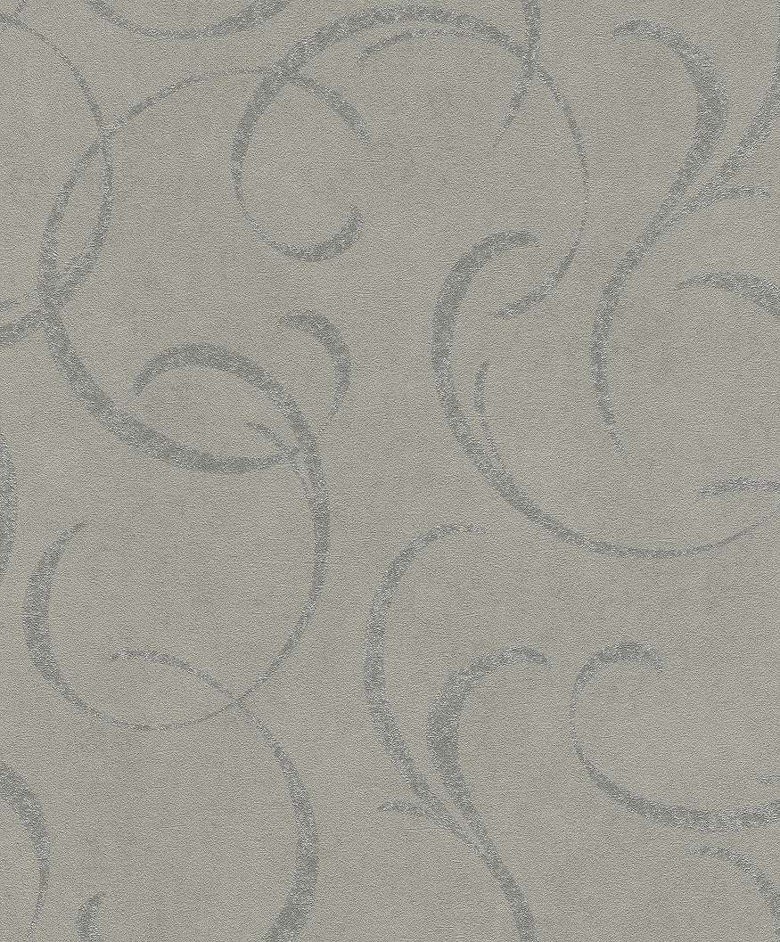 Szürke alapon modern ezüst színű inda mintás tapéta