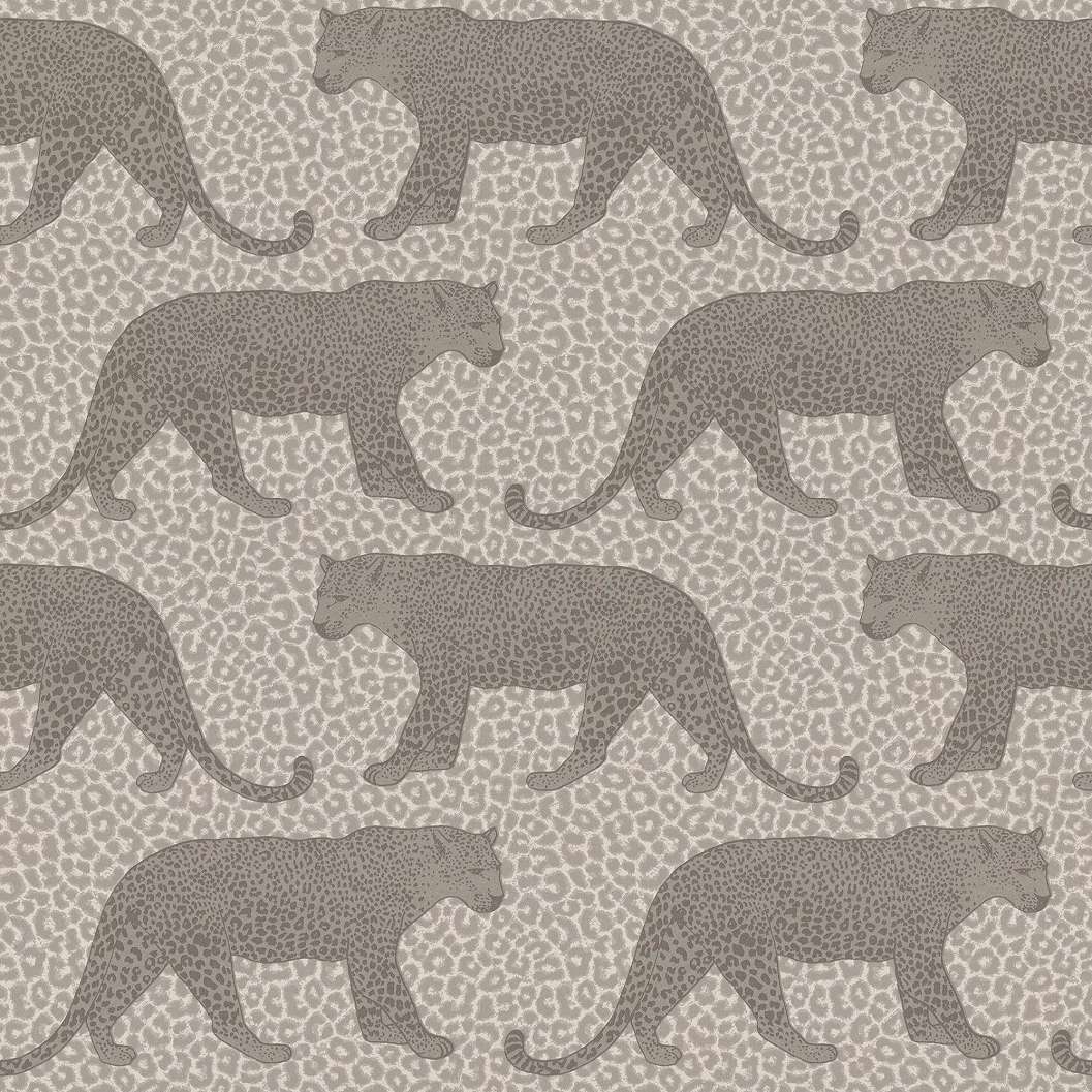 Szürke-bézs leopárd mintás papír tapéta