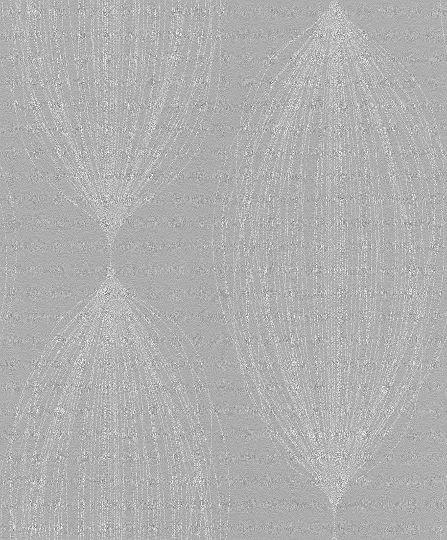Szürke csillámos vlies tapéta modern fonal szerű geometriai mintával
