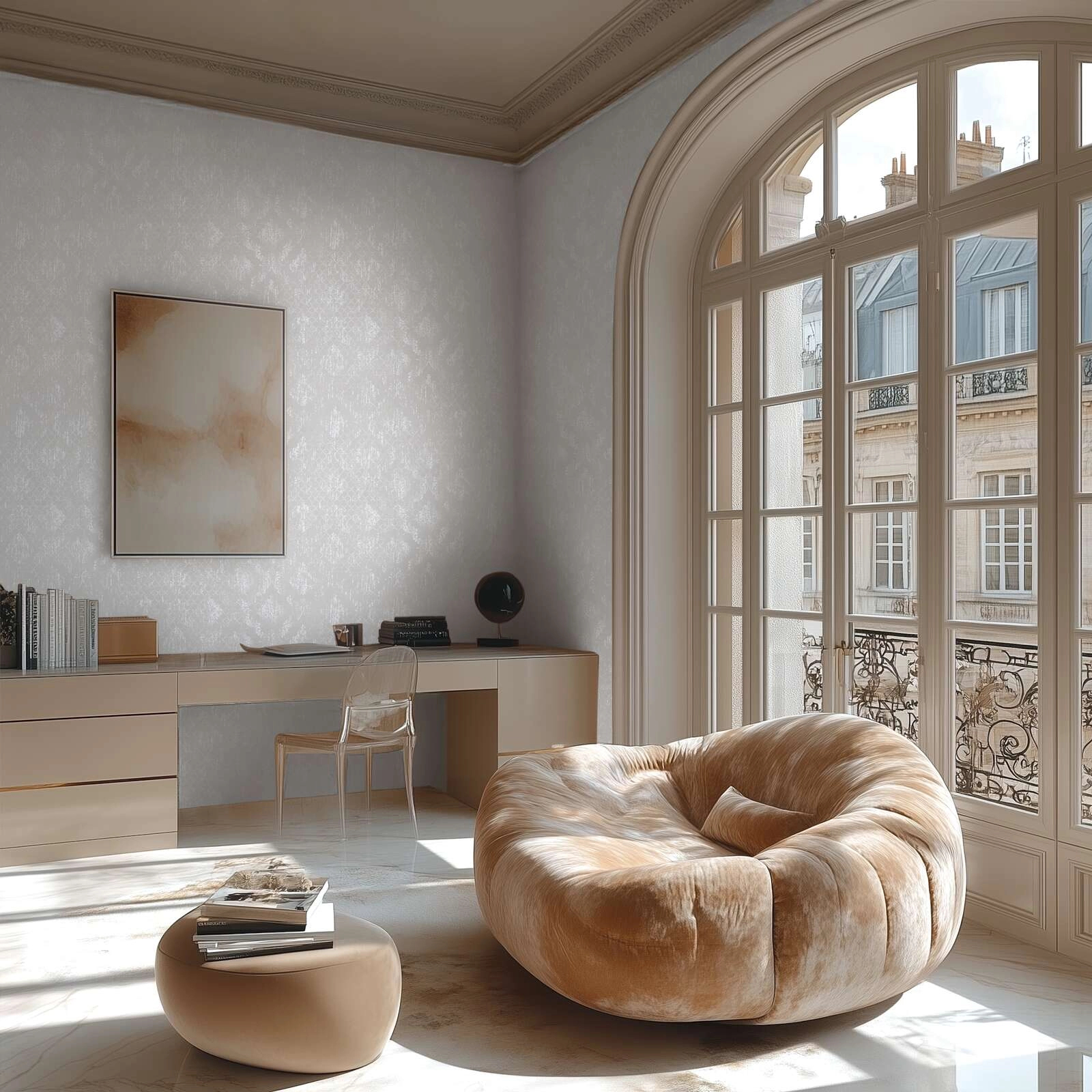 Szürke dekor tapéta barokk mintával metálos hatással